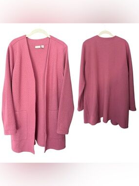 L.L. Bean Quilted Open Cardigan – Pink (Size L)